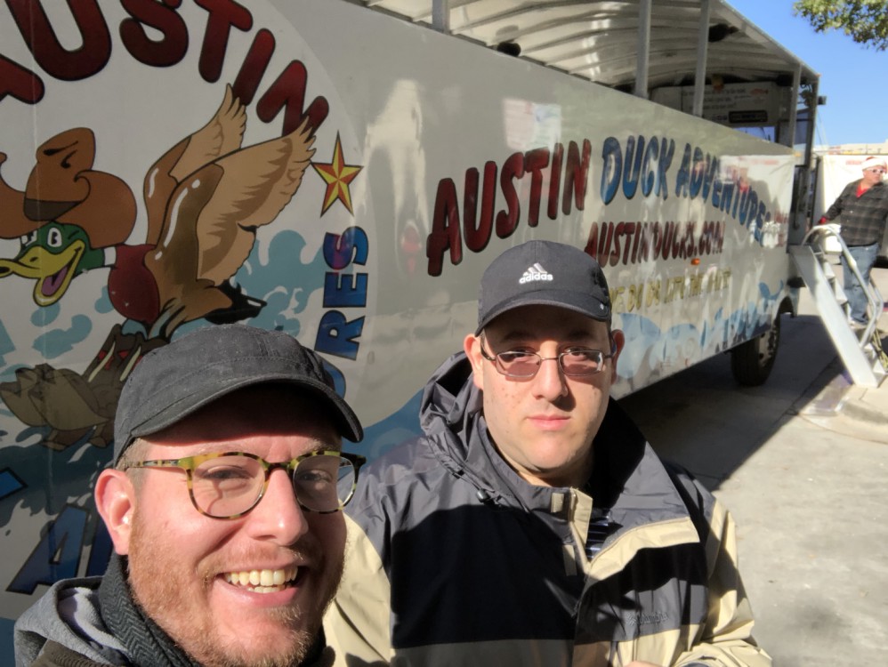 martymcguire and gwg next to the Austin Duck Adventures tour vehicle