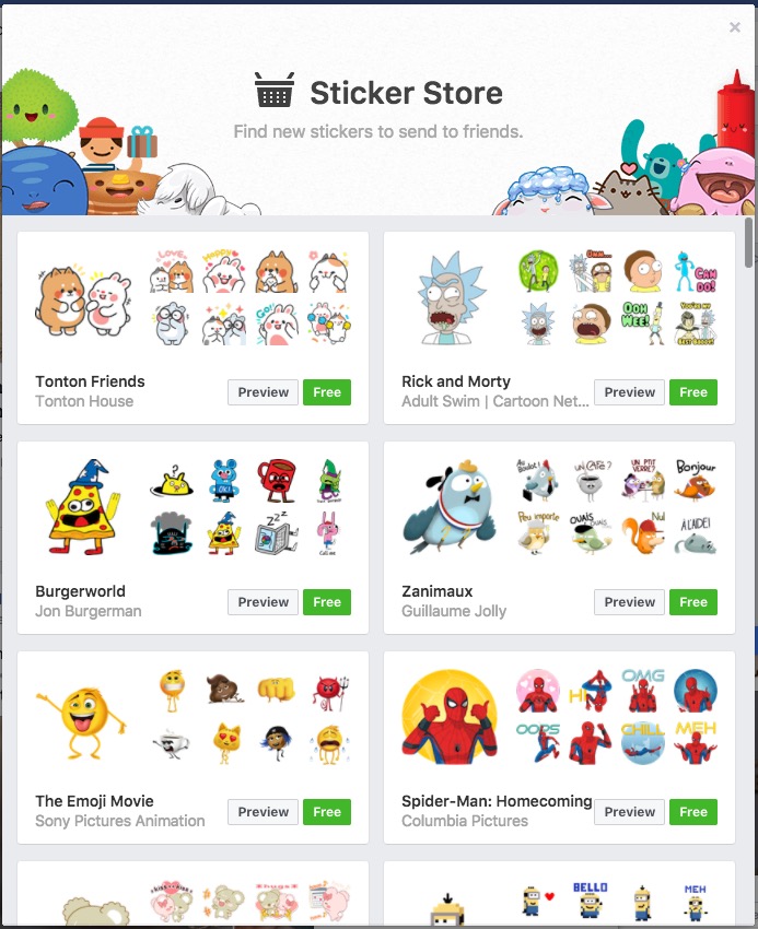 facebook sticker store