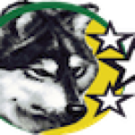 StarrWulfe logo which is actually a picture of my old Malamute, Joker and 3 stars.