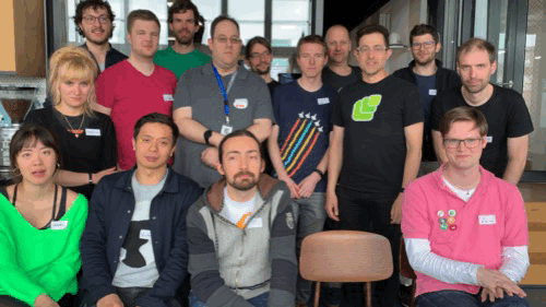 Happy & waving participants of IndieWebCamp Berlin 2019 Day 2