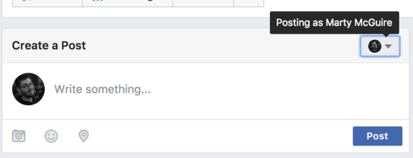 Facebook posting interface ready to post as user